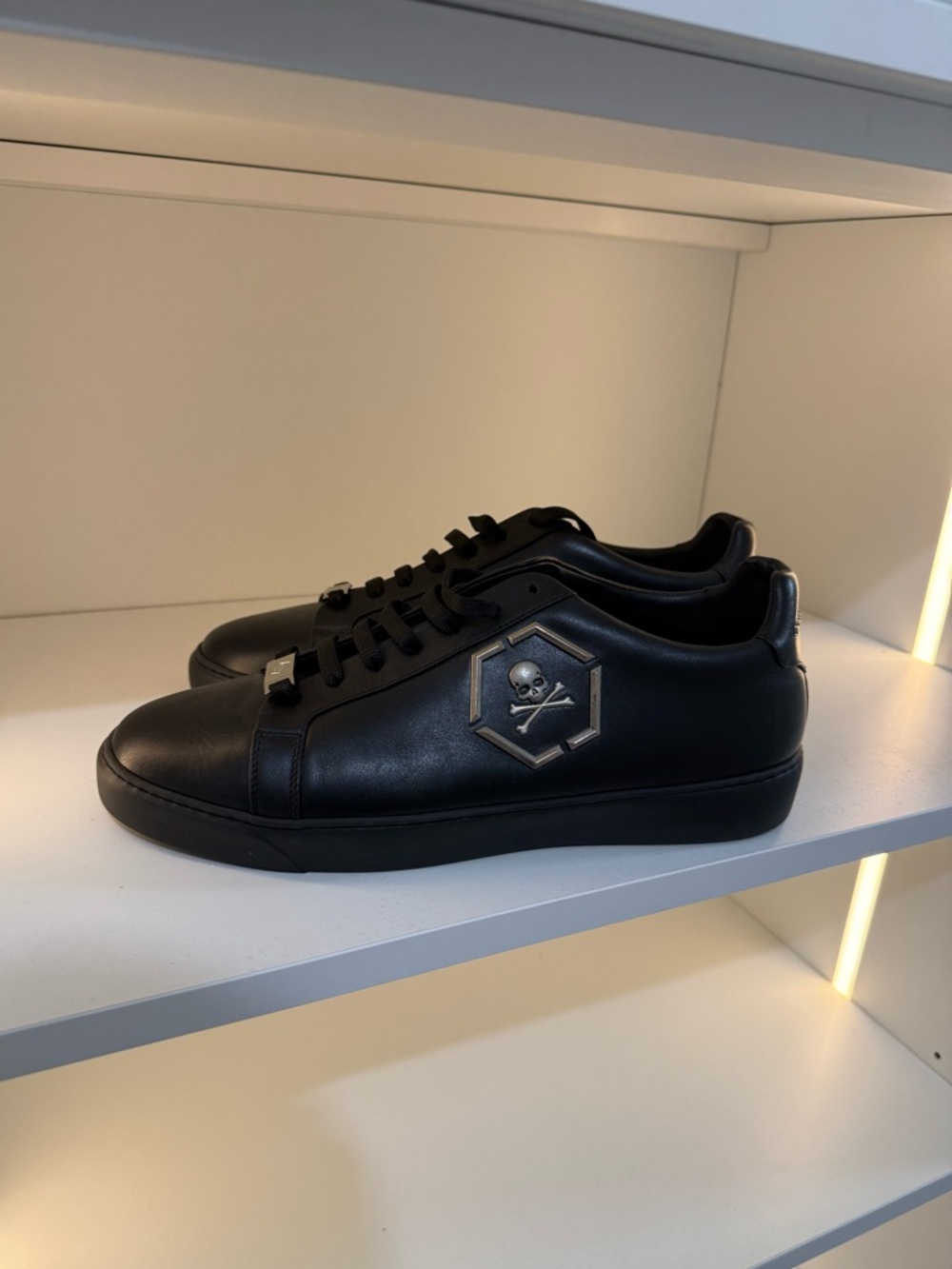 Philipp Plein 100% original black leather sneakers